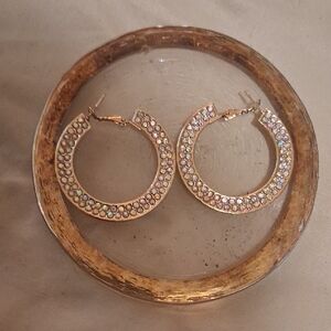 Elegant Gold Hoop Earrings with Crystal Accents
